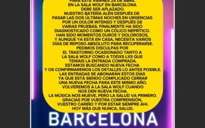 APHONNIC cancela su concierto en Barcelona del viernes 25 de abril