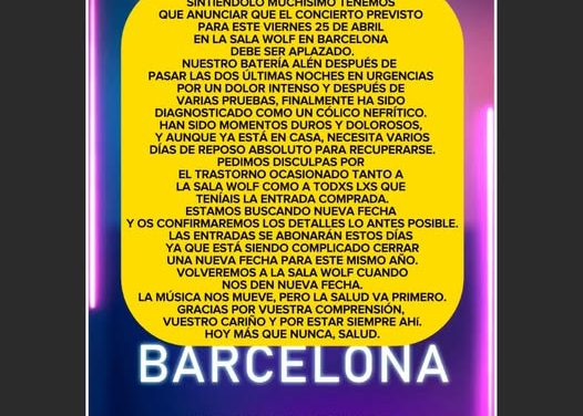 APHONNIC cancela su concierto en Barcelona del viernes 25 de abril